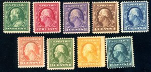 USAstamps Unused FVF US 1908 Washington Franklin Scott 331 - 339 OG MHR SCV $340