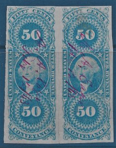 US 1862-71 Sc. #R54a rejoined horizontal pair, Cat. Val. $100.00