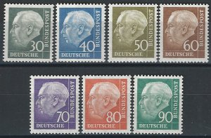 1956-57 Germania T. Heuss 7v MNH Unif. 125A/28B