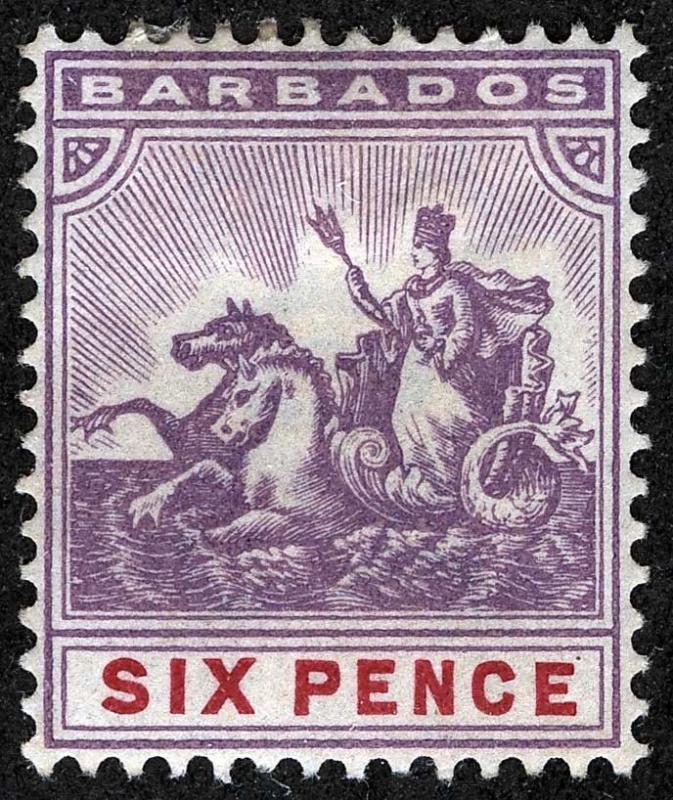 Barbados Sc 76 Six Pence Wmk2 Original Gum Hinge Remnant *RL lots