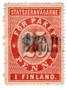 (I.B) Finland Railways : Parcel Stamp 25p (State Railway)