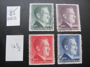 Germany 1941-44 USED SC 524-527  12 1/2 PERF. SET VF/XF 100 EUROS (115)