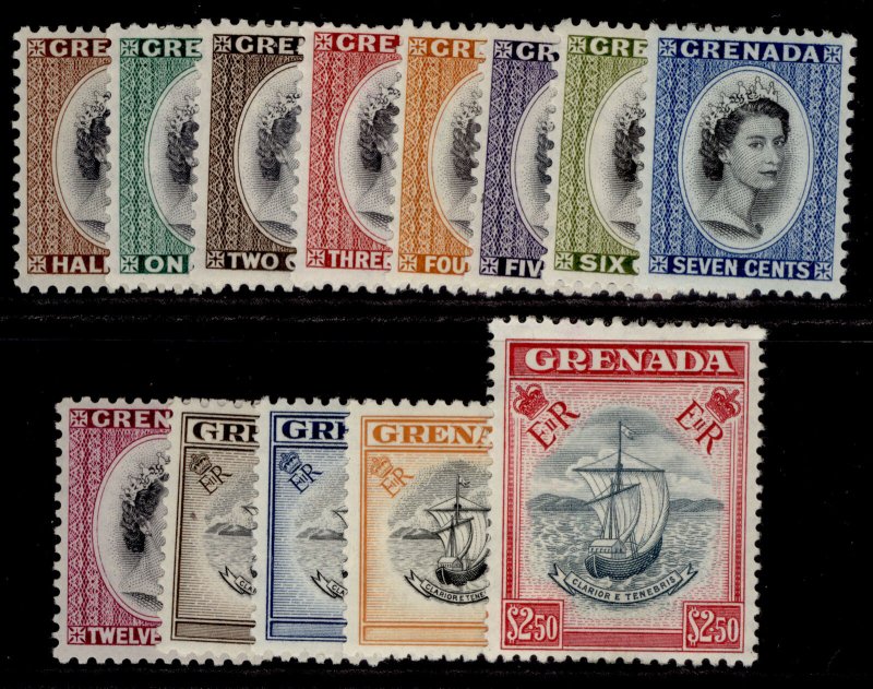 GRENADA QEII SG192-204, 1953-59 complete set, M MINT. Cat £65. 