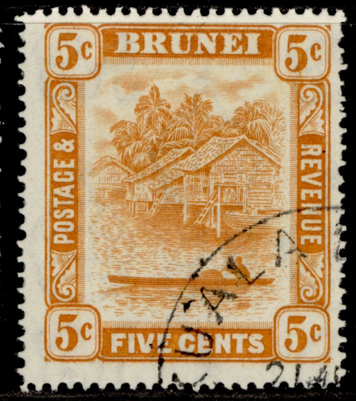 BRUNEI GVI SG82, 5c orange, FINE USED. 