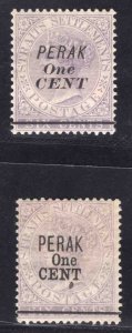 MOMEN: MALAYA PERAK SG #43,45 1891 MINT OG H £250 LOT #66599