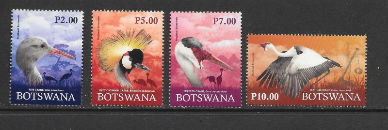 BIRDS-BOTSWANA #1078-81 CRANES MNH