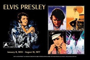 St. Vincent 2022 - Elvis Presley - Sheet of 4 Stamps - Scott #4257 - MNH
