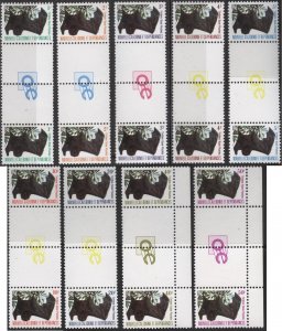 New Caledonia J42-50 (mnh gutter pairs, full set of 9) bat (1983)