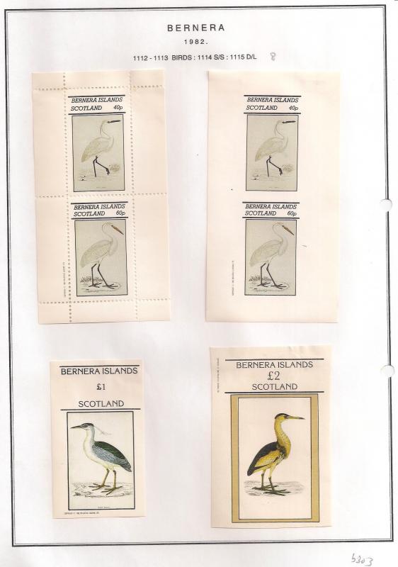 SCOTLAND - BERNERA - 1982 - Birds (08) - 2v Perf, Imperf, Min, D/L Sheets - MLH