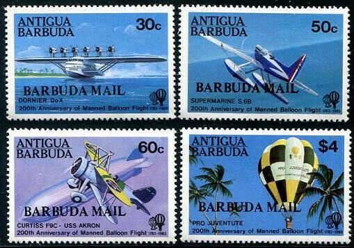 HERRICKSTAMP BARBUDA Sc.# 587-90 Manned Flight