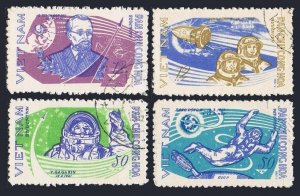 Viet Nam 385-388, CTO. Michel 401-404. Flight of Voskhod 2, 1965. Tsiolkovsky,