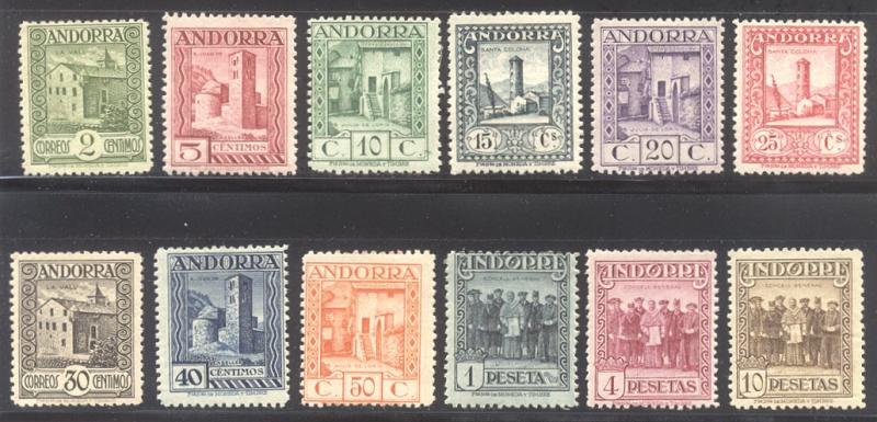 ANDORRA (SP) #13-24 Mint NH - 1929 Pictorial Set