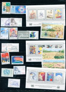 United Nations 468-493 With Genevia & Vienna Stamps 1986 Complete!  Flag Sheets