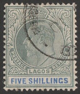 NIGERIA - LAGOS 1904 KEVII 5/- green & blue, wmk mult crown.