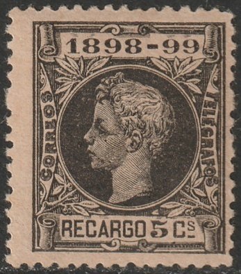 Spain 1898 Sc MR27 war tax MLH* toned