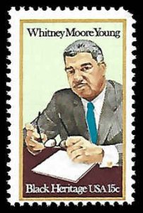 PCBstamps   US #1875 15c Whitney Young, Black Heritage, MNH, (16)