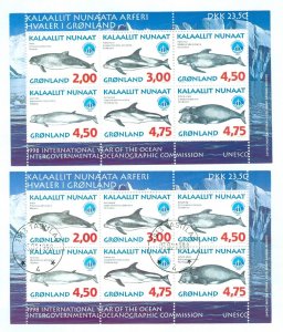 Greenland. 1998. 2 Souvenir Sheet  Mnh + Cancel. Whales III. Sc# 334a