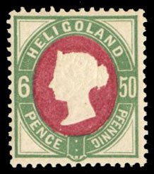 German States, Heligoland #19 Cat$18, 1875 50pf green and bright red, lightly...