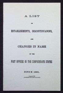 A List of Establishments Discontinuances and Changes in Name of the Post Offices