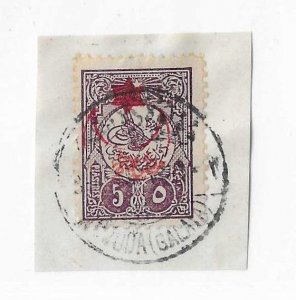 Turkey Sc #P133  5pi violet  used on piece FVF