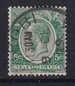 Kenya, Uganda, & Tanzania #20 used 1927 King George V  5c green