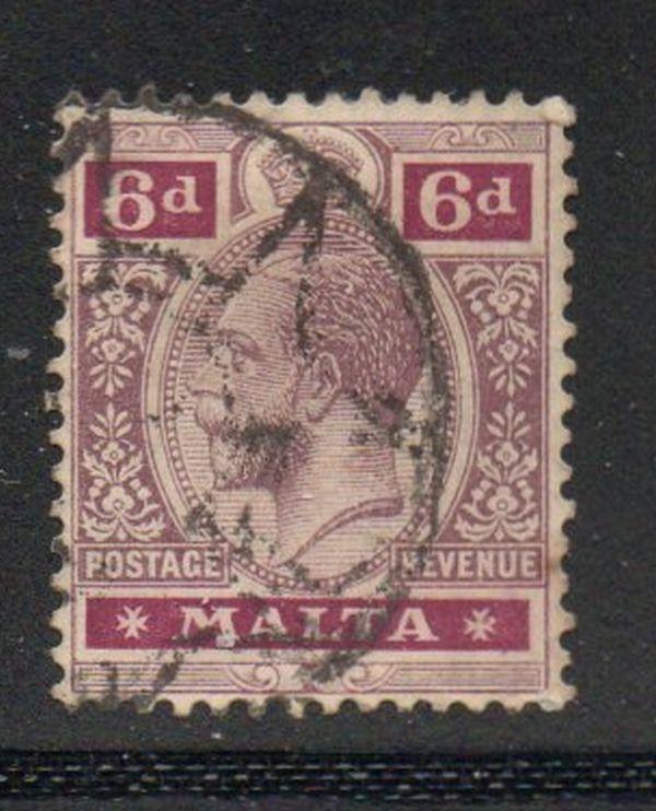 Malta Sc 58 1914 6d dull violet & red violet G V stamp used