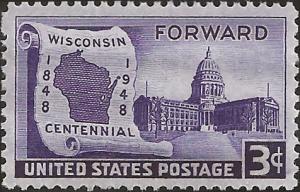 # 957 MINT NEVER HINGED WISCONSIN STATEHOOD 100TH ANNIV.