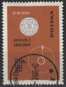 Poland 1181 (used cto) 60g space: Lunik 2, brn org & gray (1963)