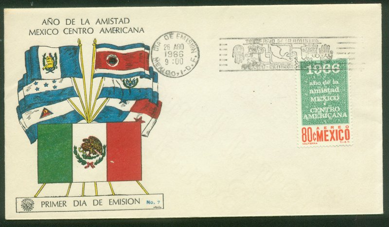 MEXICO C317, YEAR OF FRIENDSHIP WITH CENTRAL AMERICA. FDC VF. (65)