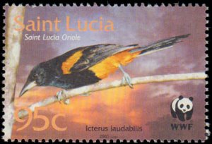 Saint Lucia #1132-1135, Complete Set(4), 2001, Birds, World Wildlife Fund, Ne...