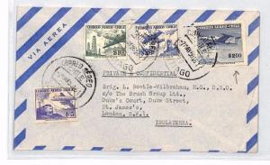 CHILE AIRMAIL Santiago Cover London $200 High Value Mixed Franking 1958 AN314