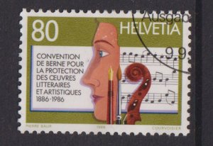 Switzerland  #801 used  1986 protection copyrights 80c