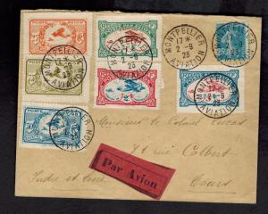 1923 France Montpelier Air Meet Airmail Flight Cover Sanabria # 522-527