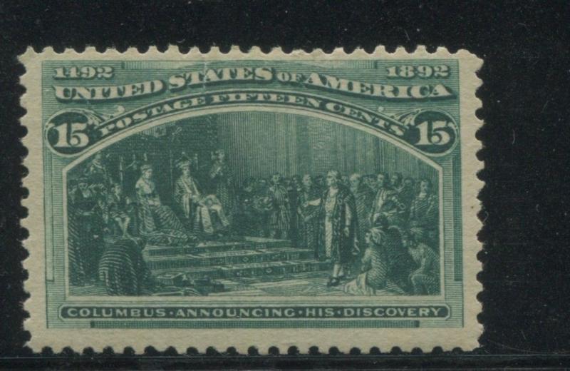 1893 US Stamp #238 15c Mint Hinged F/VF Original Gum Catalogue Value $200 