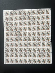 1991 1 cent Kestrel Full sheet of 100, Scott 2476, MNH