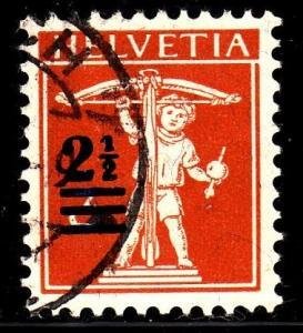 SWITZERLAND  193  2½  OVERPRINT  USED  SHERWOOD STAMP