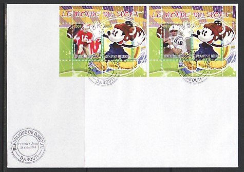 Djibouti, 2008 Cinderella issue. Disney & American Football, First day cover. ^