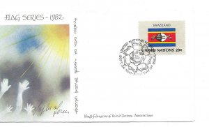 United Nations #383 Flag Series 1982, Swaziland, WFUNA Cachet, FDC