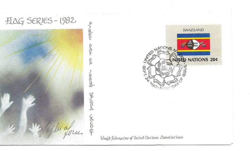 United Nations #383 Flag Series 1982, Swaziland, WFUNA Cachet, FDC