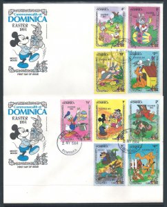 Dominica #832-40 (2 FDC) Disney - Easter '84