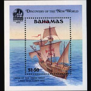 BAHAMAS 1991 - Scott# 729 S/S Colombus Ship NH