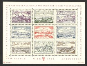 Austria -MLH SMALL SHEET POSTER STAMP - WIPA International Philatelic EXPO-1965.