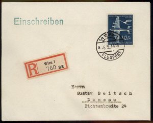 Germany 1944 Airmail Service 25 Years Luftpostdienst Registered Cover G98562