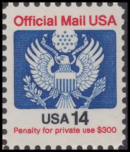 US O129A Official Mail USA 14c single (1 stamp) MNH 1985