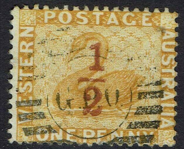 WESTERN AUSTRALIA 1884 SWAN 1/2 ON 1D PERF 14 USED 