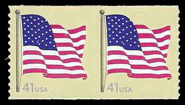 PCBstamps  US #4187 Coil Pair 82c(2x41c)Flag, MNH, (17)