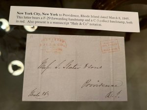 Hale & Co. Stampless Cover NYC to Providence LV6948