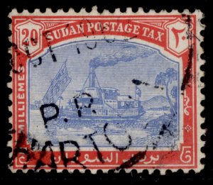 SUDAN GVI SG D15, 20m ultramarine & carmine, FINE USED. Cat £40.