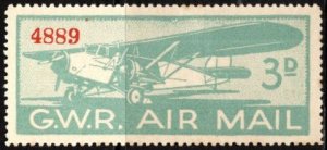 1933 Great Britain Poster Stamp Great Western Railway Airmail Stamp