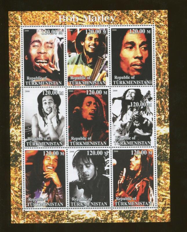 Turkmenistan Musician Bob Marley Commemorative Souvenir Stamp Sheet